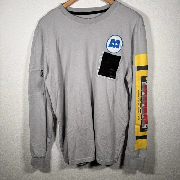 Pixar Monsters Inc Our Universe Long Sleeve Shirt Gray | Men's Medium - Picture 1 of 5